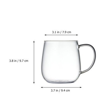 Picture of Borosilicate Glass Mugs Set - Lightweight, Scratch Resistant, Microwave Safe 380 ML Clear Round Cups for Hot and Cold Beverages - Perfect for Tea, Coffee, Milk - 6 PCS Included