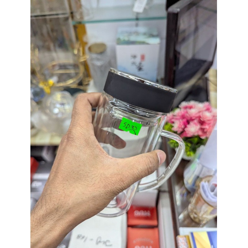 Picture of Premium Double Wall Borosilicate Glass Tea Infuser Bottle for Office and Home Use, Heat Resistant Leakproof Glass Water Bottle with Stainless Steel Strainer, Perfect for Brewing Loose Leaf Tea and Coffee.