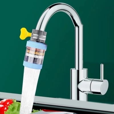 Picture of Six-layer activated carbon faucet water filter with medical stone for household kitchen and bathroom tap water purification – splash-proof design removes chlorine, heavy metals, and fluoride for clean drinking water