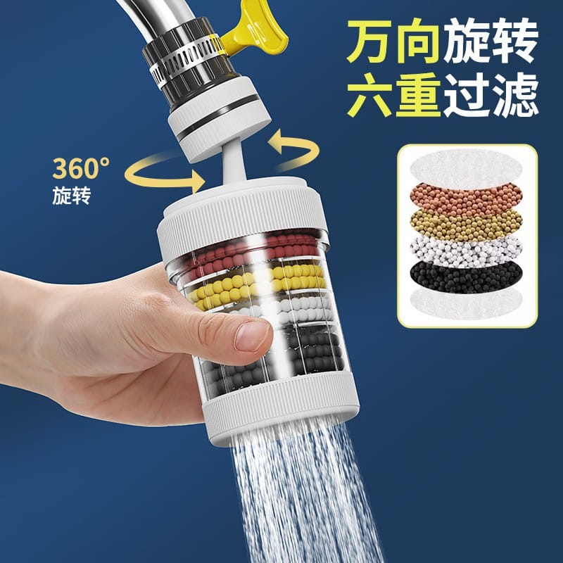 Picture of 1 pcs 6 Layers Water Filter Tap Purifier 360Degree Rotation Water Saving Bubbler Universal Faucet Tap Filter for Home Kitchen Bathroom