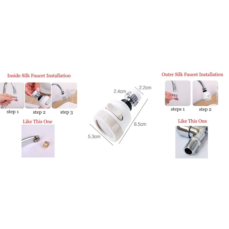 Picture of Water Saving Sprayer Tap Attachment – 360° Adjustable Faucet Head – Anti Splash Shower Nozzle – Kitchen Sink Filter Diffuser – Durable Stainless Steel + ABS