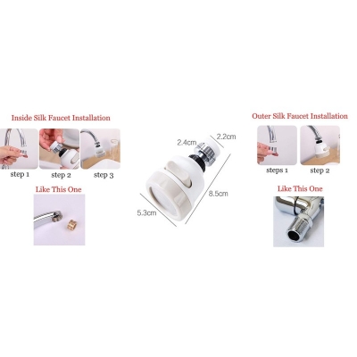 Picture of Water Saving Sprayer Tap Attachment – 360° Adjustable Faucet Head – Anti Splash Shower Nozzle – Kitchen Sink Filter Diffuser – Durable Stainless Steel + ABS