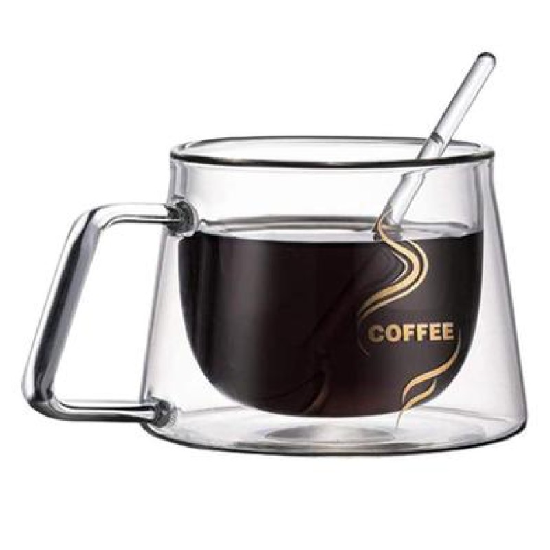 Picture of High Borosilicate 350ml Heat Resistant Double Wall Glass Coffee Cup, Eco-Friendly Design for Tea, Coffee, and Water - 16oz Transparent Sublimation Glass Cup (2 pcs).