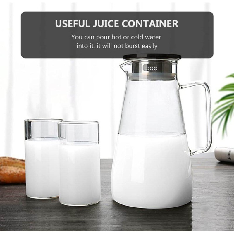 Picture of GPB30 Glass Pitcher with Lid – 1PC Large  Carafe for Iced Tea, Water, Coffee, Milk, Juice  | Heat-Resistant Glass Jug for Hot & Cold Beverages | Elegant Tableware