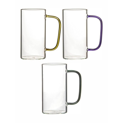 Picture of Heat-Resistant Glass Mug Set 380ml - 4 PCS Lightweight Borosilicate Tea Coffee Cups - Microwave Safe, Scratch-Resistant, Clear Round Long Design for Milk, Tea, or Coffee.