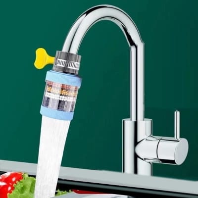 Picture of Household kitchen water filter with six-layer activated carbon and medical stone – splash-proof faucet filter head removes chlorine and heavy metals – perfect for kitchen and bathroom tap water