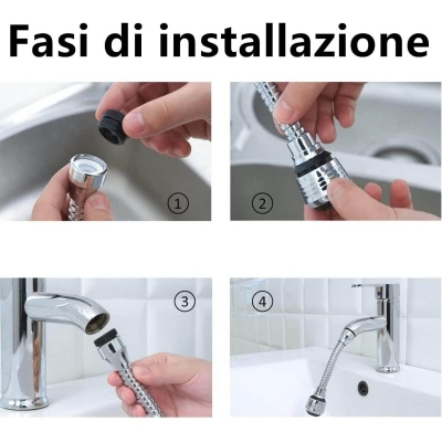 Picture of Turbo Flex 360° Faucet Sprayer – 1pcs Flexible Water Saving Nozzle – Stainless Steel Extension Tube – Jet Stream Adjustable Filter – Kitchen & Bathroom Sink Tap Extender