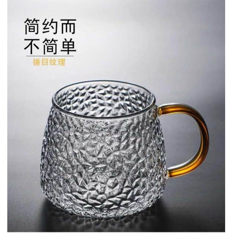 Picture of Golden Handle Borosilicate Glass Cup - 420ml Eco-Friendly Cup for Tea, Coffee, and Water Usage