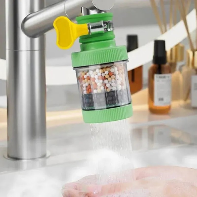 Picture of 2pcs Water Faucet Filter – Five-Layer Filtration System for Kitchen & Bathroom – Removes Chlorine & Metals – Mini Tap Water Purifier – Universal Round Faucet Fit
