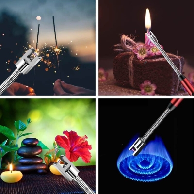 Picture of Electric Lighter for Candles and Stoves, Steel USB Rechargeable, 360° Flexible Plasma, Flameless Liter, Flexible Neck Arc Candle Gas Lighter, Multicolor, Pack of 1