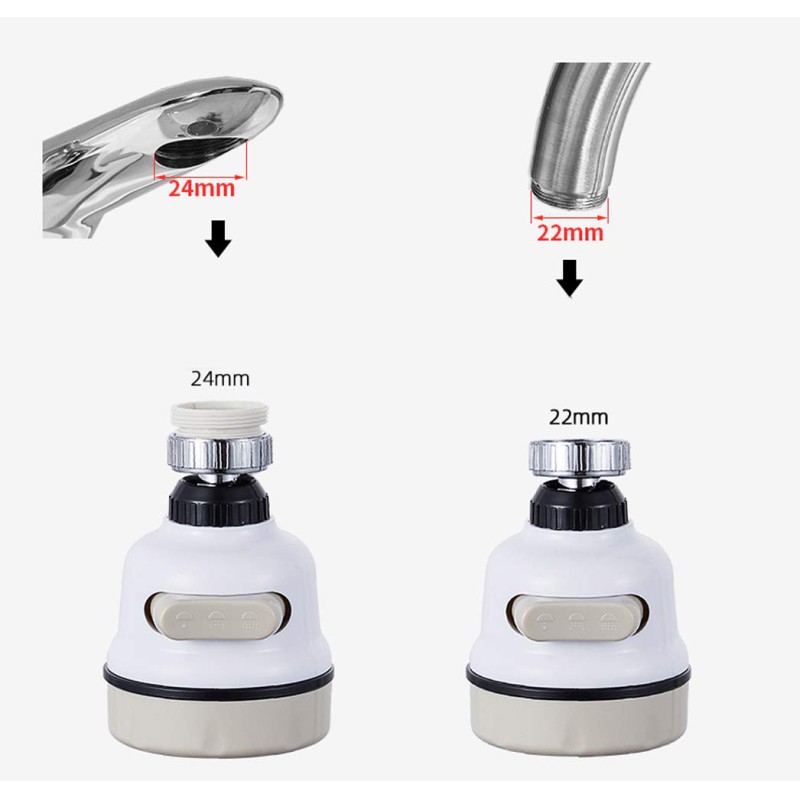 Picture of Water Saving Sprayer Tap Attachment – 360° Adjustable Faucet Head – Anti Splash Shower Nozzle – Kitchen Sink Filter Diffuser – Durable Stainless Steel + ABS