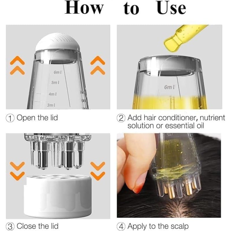 Picture of 1pcs Hair Oil Applicator Comb, Smooth Root Comb Applicator Bottle For Scalp Oil, Anti Hair Loss Lotion Dispenser, Anti-Leak, 6Ml Scale Control, Salon Care, Oily/Greasy Hair 6 ml