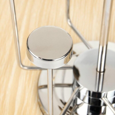 Picture of Rotating Cup Mug Glass Holder Rack Stainless Steel 6 Cups Drying Rack Stand Made Stainless Steel-Silver