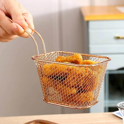 Picture of Chips Mini Fry Baskets Stainless Steel Fryer Basket Strainer Serving Food Presentation Cooking Tool French Fries Basket-Multicolor