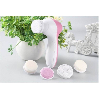 Picture of 5 in 1 Face Cleansing Brush Silicone Facial Brush Deep Cleaning Pore Cleaner Face Massage Skin Care Waterproof Facial Brush-Pink