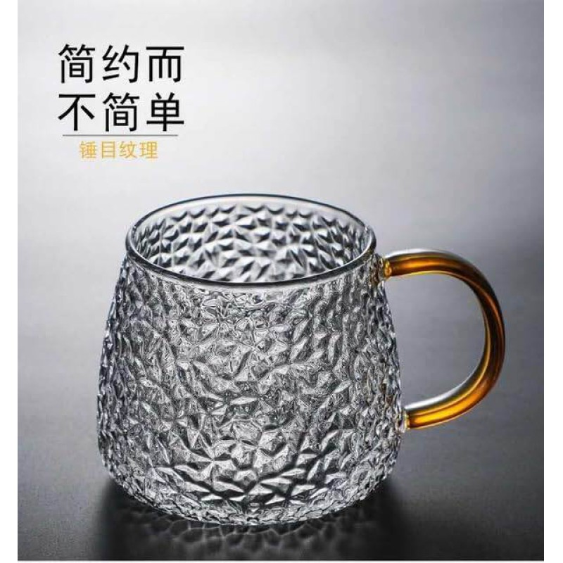 Picture of 420ml Transparent Borosilicate Glass Cup - Golden Handle, Eco-Friendly for Tea and Coffee Serving