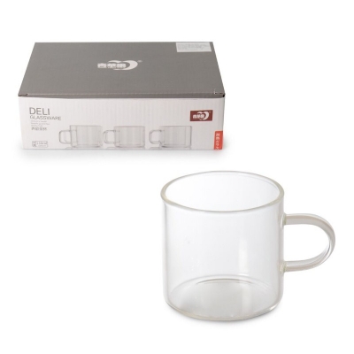 Picture of DELISOGA Deli Glassware Set of 6, 270ml High Borosilicate Single Wall Glass Cups, Microwave Safe, Scratch Resistant, Lightweight, Clear Round Glass for Hot and Cold Beverages