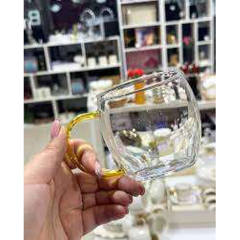 Picture of GPB49-2 350ml Borosilicate Glass Cup Set - Dishwasher Safe, Lightweight, Round Shape, Perfect for Milk, Juice, Coffee, or Smoothies, Available in Clear, Black, or Golden - Set of 2.