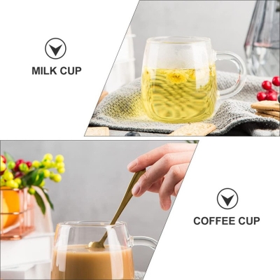 Picture of Borosilicate Glass Mugs Set - Lightweight, Scratch Resistant, Microwave Safe 380 ML Clear Round Cups for Hot and Cold Beverages - Perfect for Tea, Coffee, Milk - 6 PCS Included