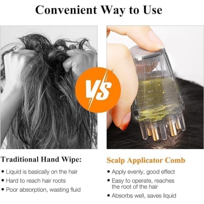 Picture of 1pcs Hair Oil Applicator Comb, Smooth Root Comb Applicator Bottle For Scalp Oil, Anti Hair Loss Lotion Dispenser, Anti-Leak, 6Ml Scale Control, Salon Care, Oily/Greasy Hair 6 ml