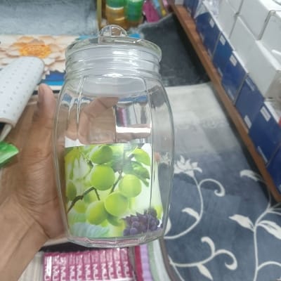 Picture of 1 L glass Wide Mouth Food Storage Mason Flip Top Glass Jar with glass Lid