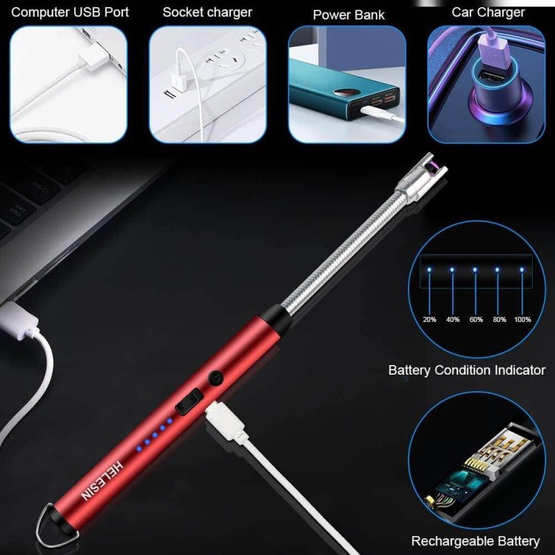 Picture of Electric Lighter for Candles and Stoves, Steel USB Rechargeable, 360° Flexible Plasma, Flameless Liter, Flexible Neck Arc Candle Gas Lighter, Multicolor, Pack of 1