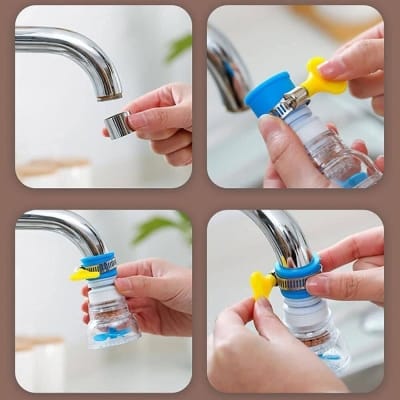 Picture of Universal Rotating Faucet Tap Head Water Purifier – Activated Carbon Filter for Kitchen & Bathroom – 1pcs – Removes Odors & Impurities – Easy to Install Water Filter