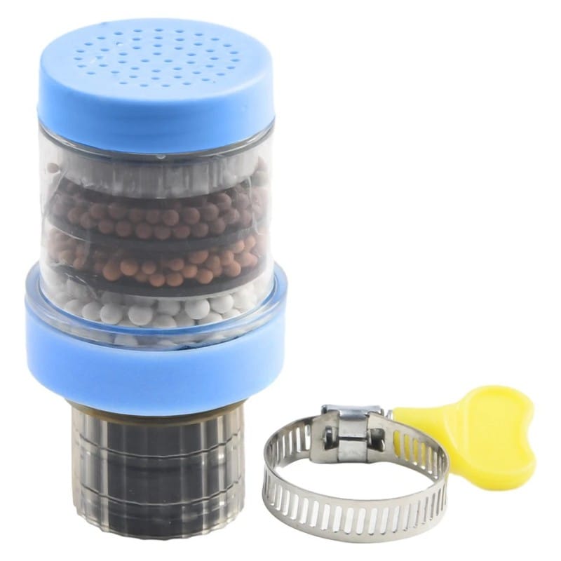 Picture of Household kitchen water filter with six-layer activated carbon and medical stone – splash-proof faucet filter head removes chlorine and heavy metals – perfect for kitchen and bathroom tap water