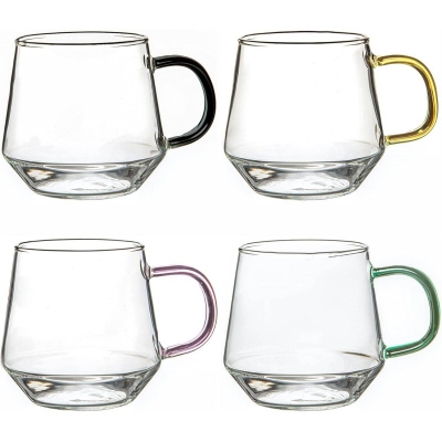 Picture of Transparent Coffee Mug GPB57 - 420ml Borosilicate Glass, Lightweight and Dishwasher Safe, Classic Round Shape without Lid, Perfect for Coffee, Tea, and Beverages, Elegant Clear Design for Daily Use.