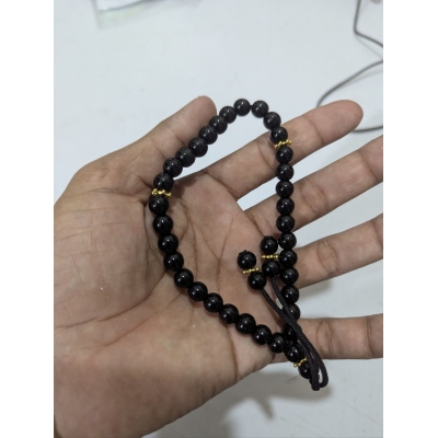 Picture of Premium Handcrafted Black Onyx Prayer Beads with Gold Filigree Accents for Meditation, Yoga, and Spiritual Grounding, Perfect for Daily Dhikr, Stress Relief, and Enhancing Mindfulness with Elegant Greek Komboloi Style Aesthetics.