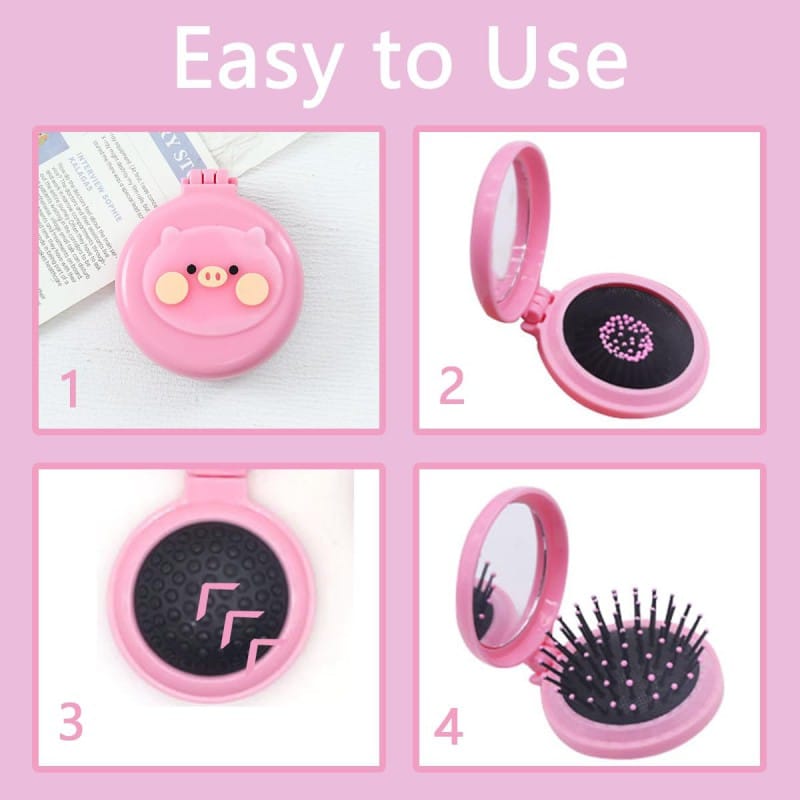 Picture of 1pcs Round Folding Comb with Mirror,Girls Hair Comb Mini Hair Brushes Mini Round Hair Comb Folding Travel Hair Brush Travel Size Hair Massage Comb for Women and Girls,Random Color and Style