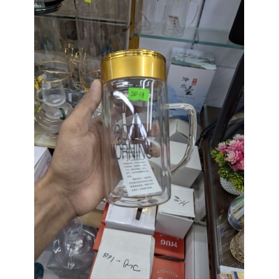 Picture of Premium Double Wall Borosilicate Glass Tea Mug with Removable Glass Infuser and Gold Lid, Heat Resistant Insulated Coffee Cup for Office Home, Eco-Friendly Loose Leaf Tea Steeper and Infuser Bottle.