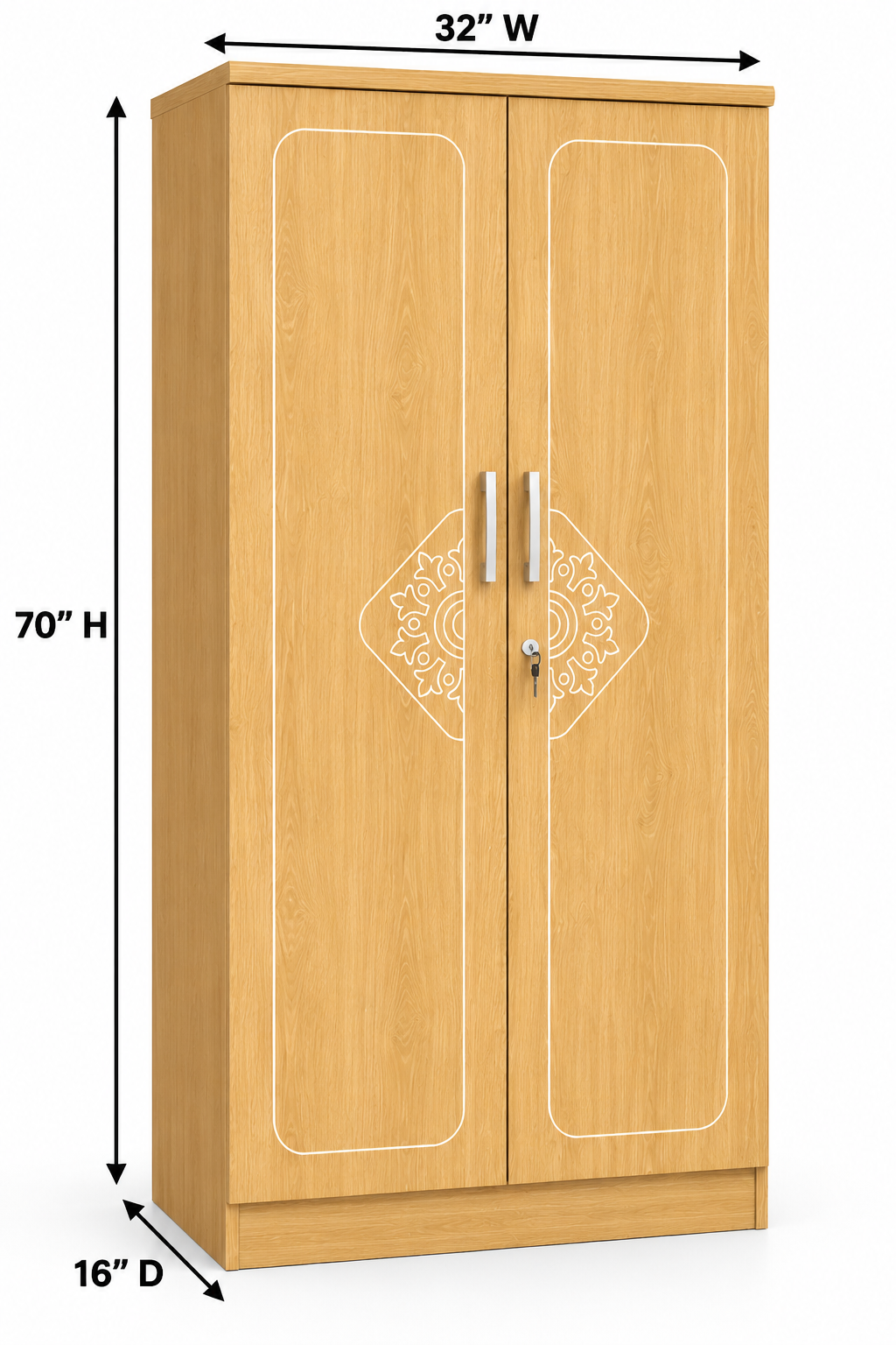 Picture of Timber Furniture Stylish 2 Door Laminated Board Wardrobe