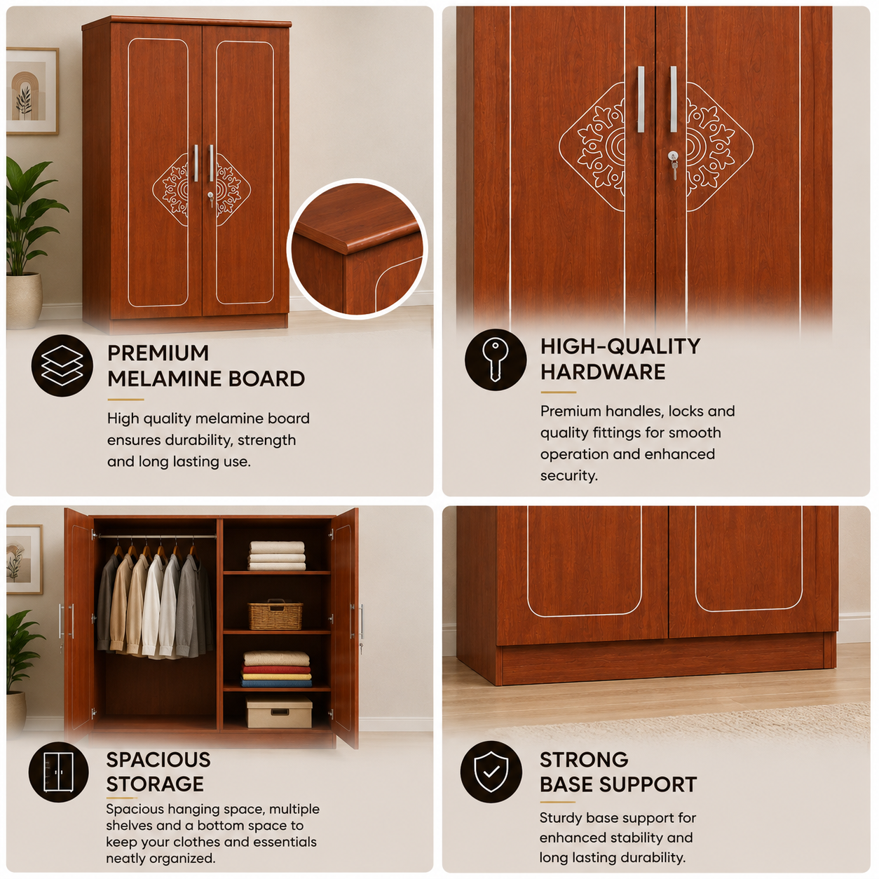 Picture of Timber Furniture Stylish 2 Door Laminated Board Wardrobe
