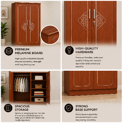 Picture of Timber Furniture Stylish 2 Door Laminated Board Wardrobe