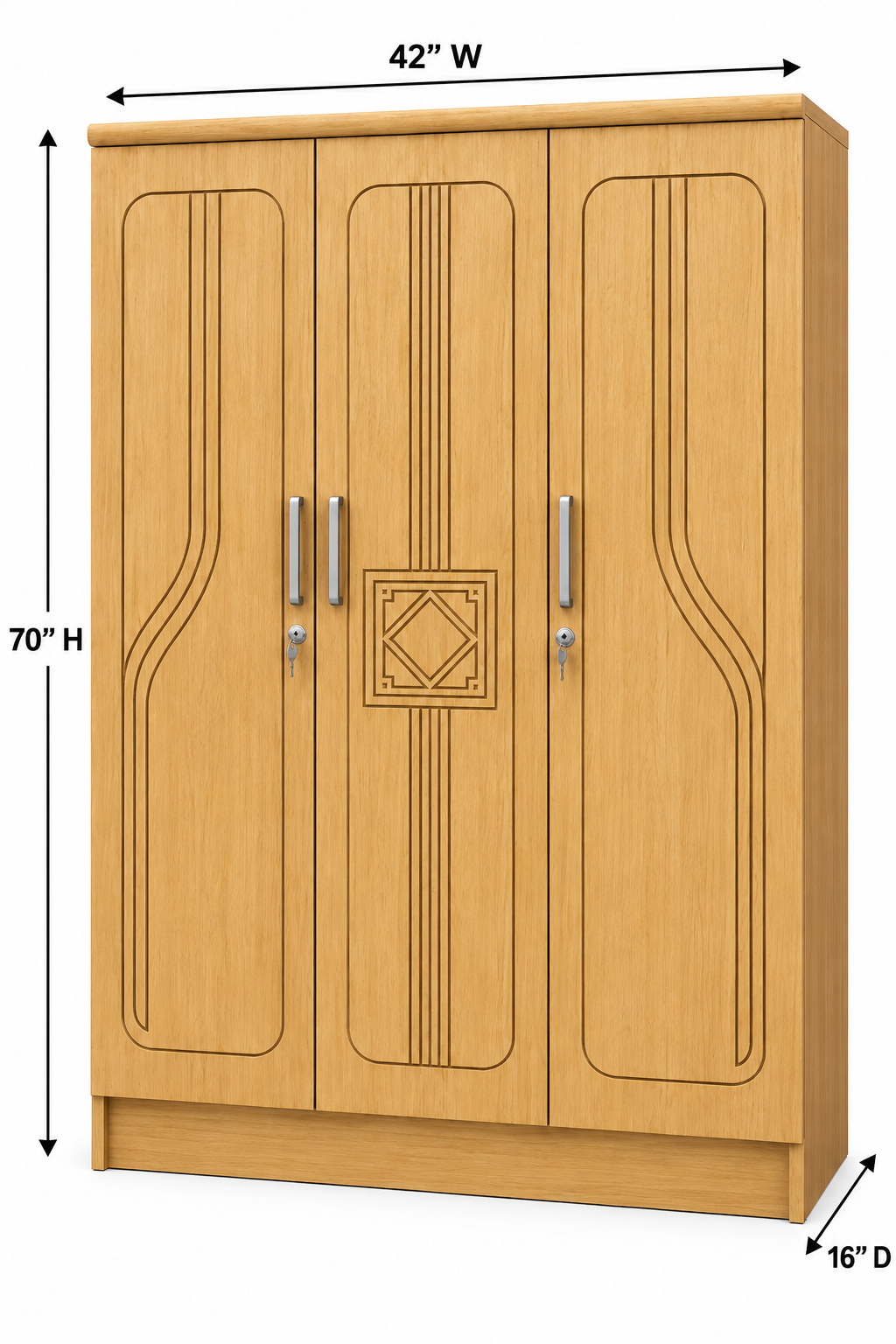 Picture of Timber Furniture Modern Design Laminated Board 3 Door Wardrobe
