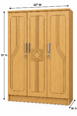 Picture of Timber Furniture Modern Design Laminated Board 3 Door Wardrobe