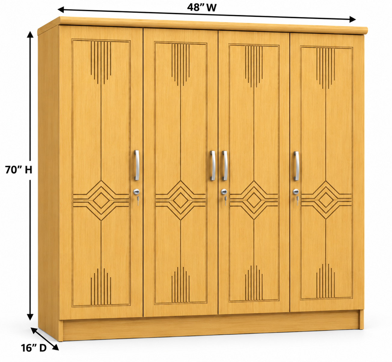 Picture of Timber Furniture Modern 4 Door Laminated Board Wardrobe