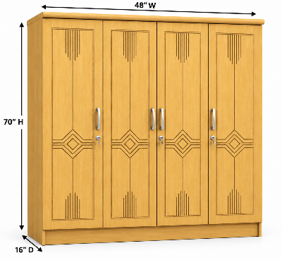 Picture of Timber Furniture Modern 4 Door Laminated Board Wardrobe