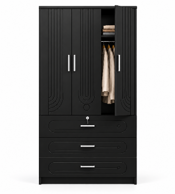 Picture of Timber Furniture Classic Design Laminated Board 3 Door Wardrobe 36 W × 20 D × 72 H Inches