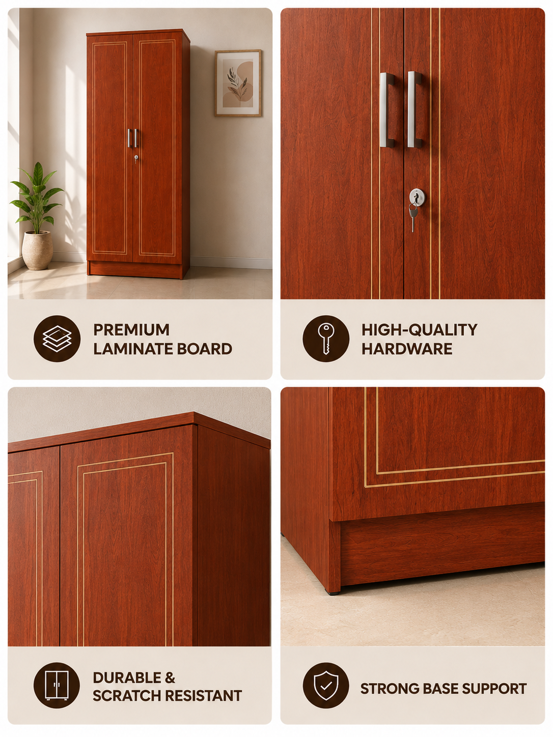 Picture of Timber Furniture Elegant 2 Door Melamine Board Wardrobe