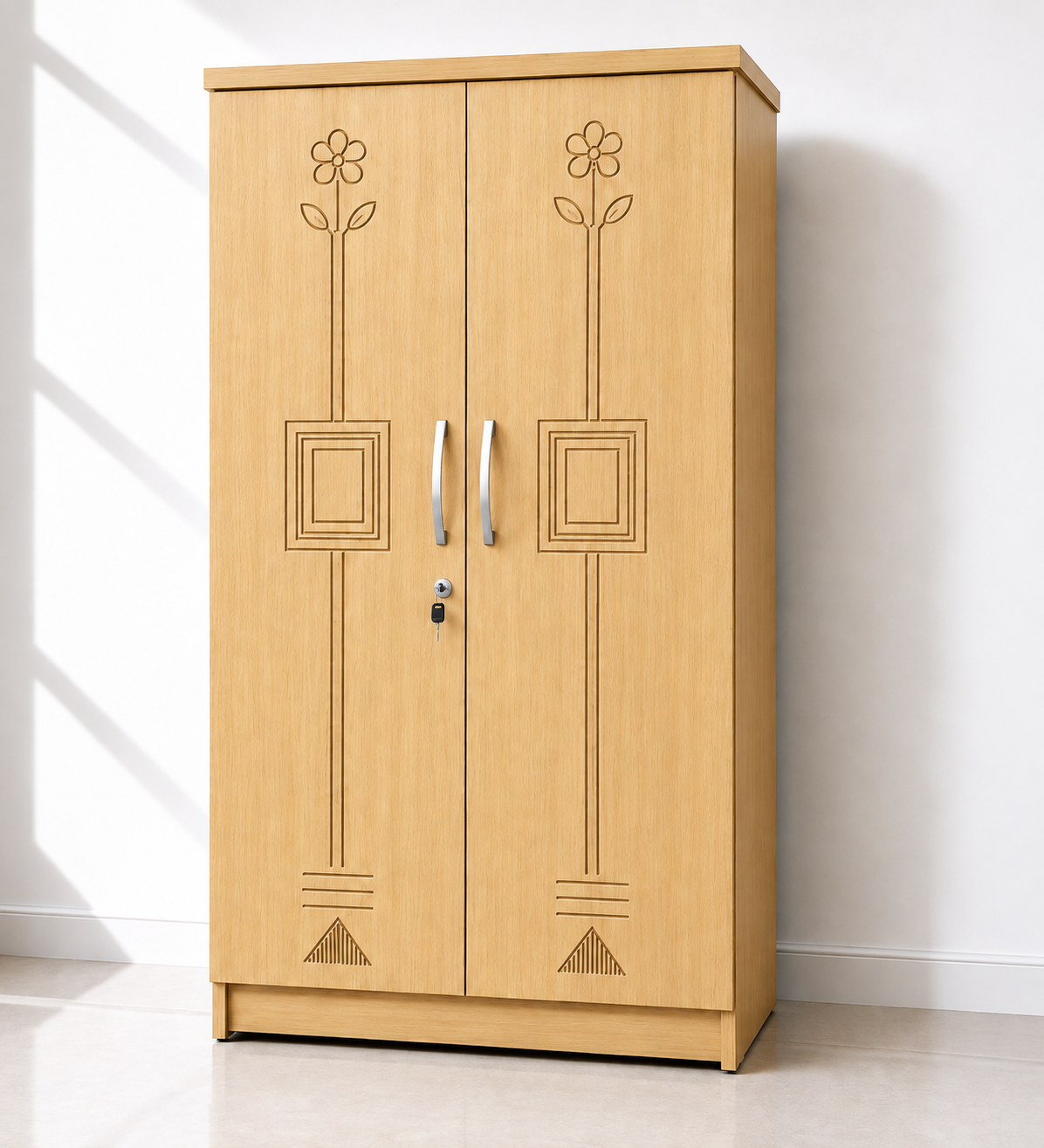 Picture of Timber Furniture Stylish 2 Door Melamine Board Wardrobe