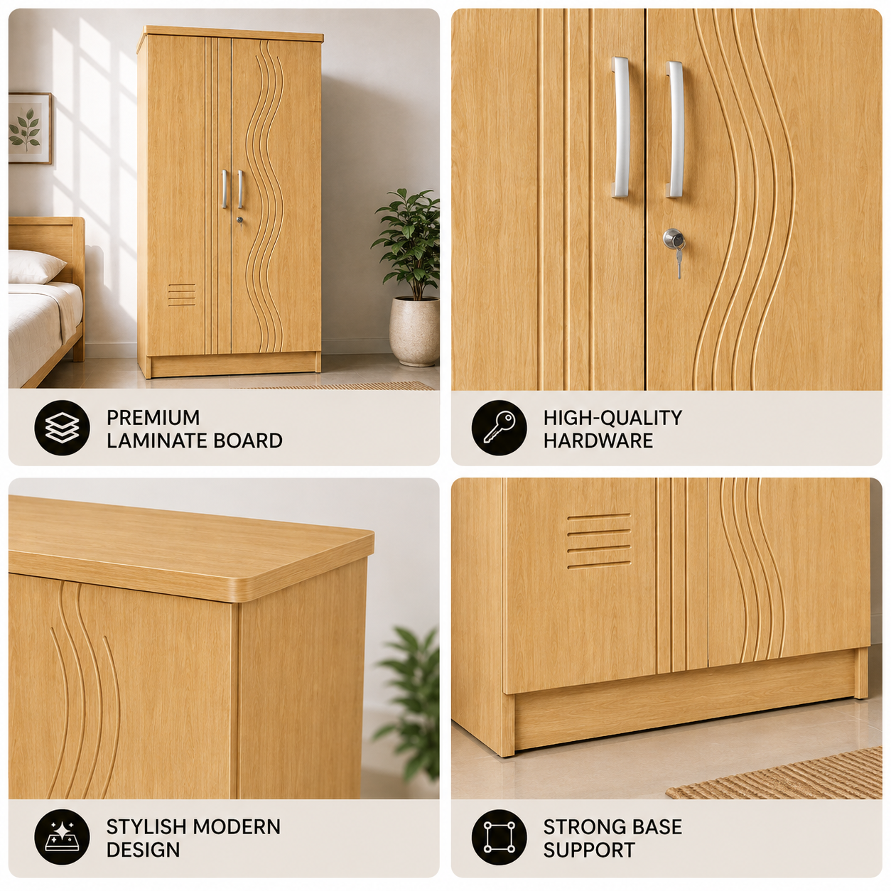 Picture of Timber Furniture Modern Design Laminated Board 2 Door Wardrobe