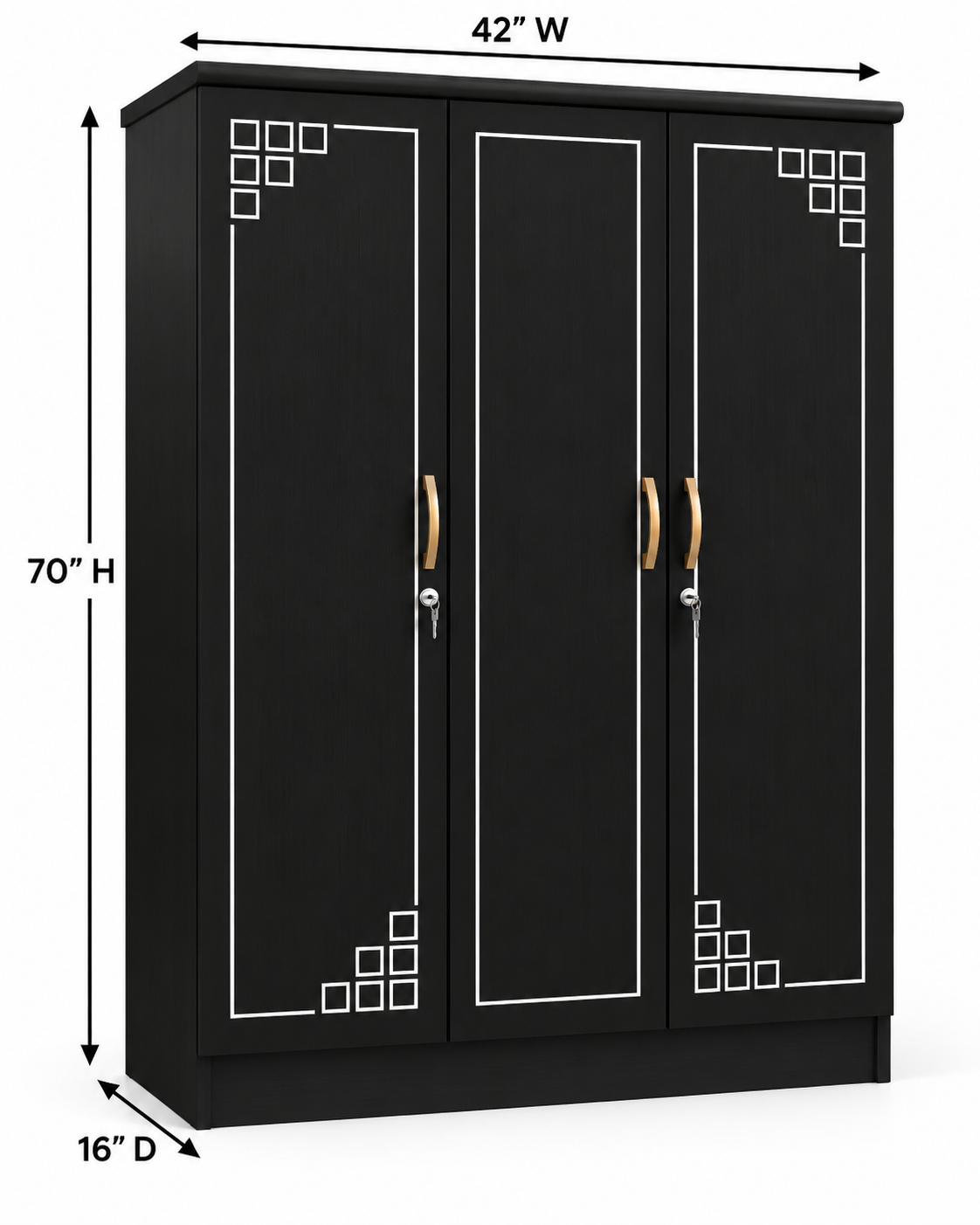 Picture of Timber Furniture Large 3 Door Melamine Board Wardrobe
