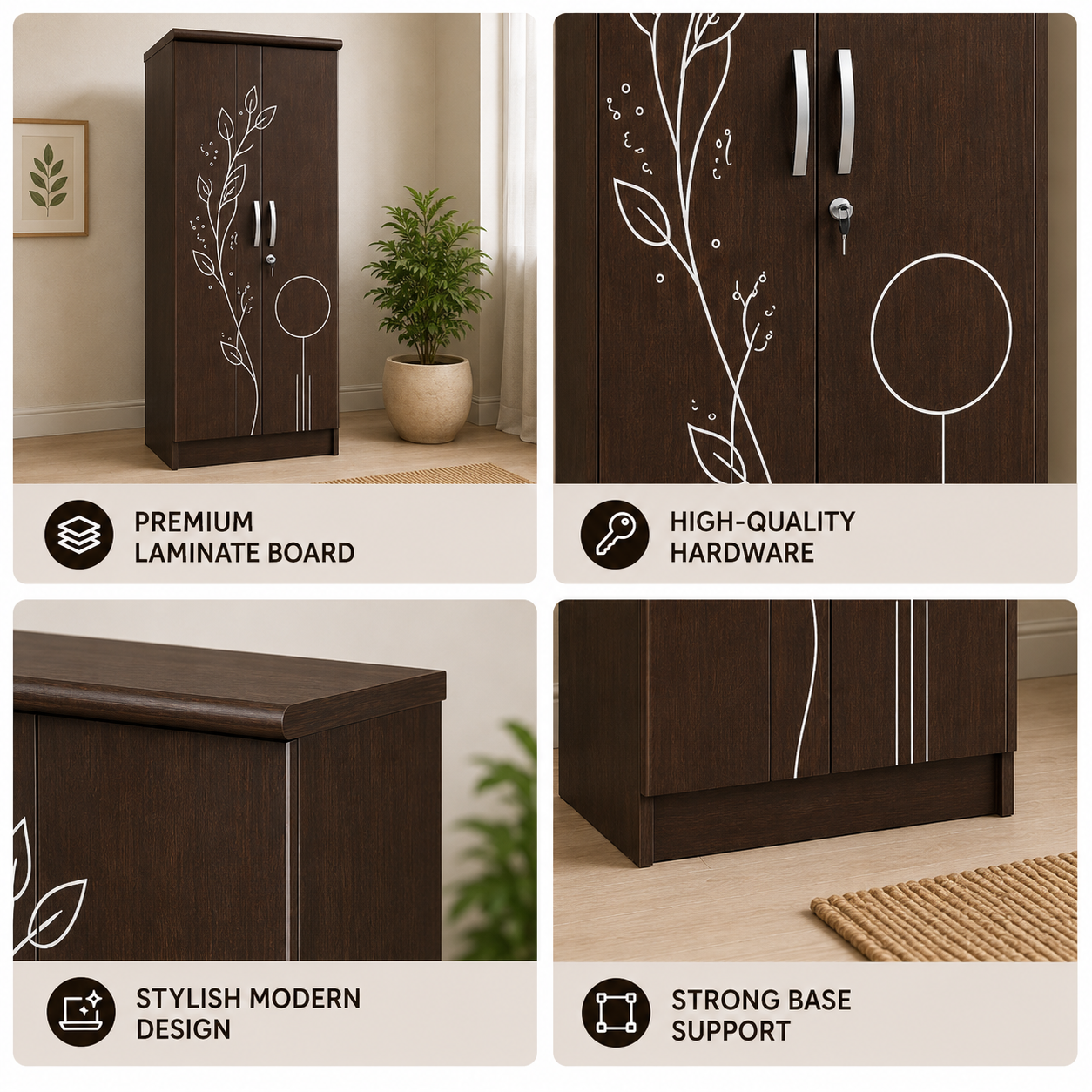 Picture of Timber Furniture Stylish 3 Door Laminated Board Wardrobe