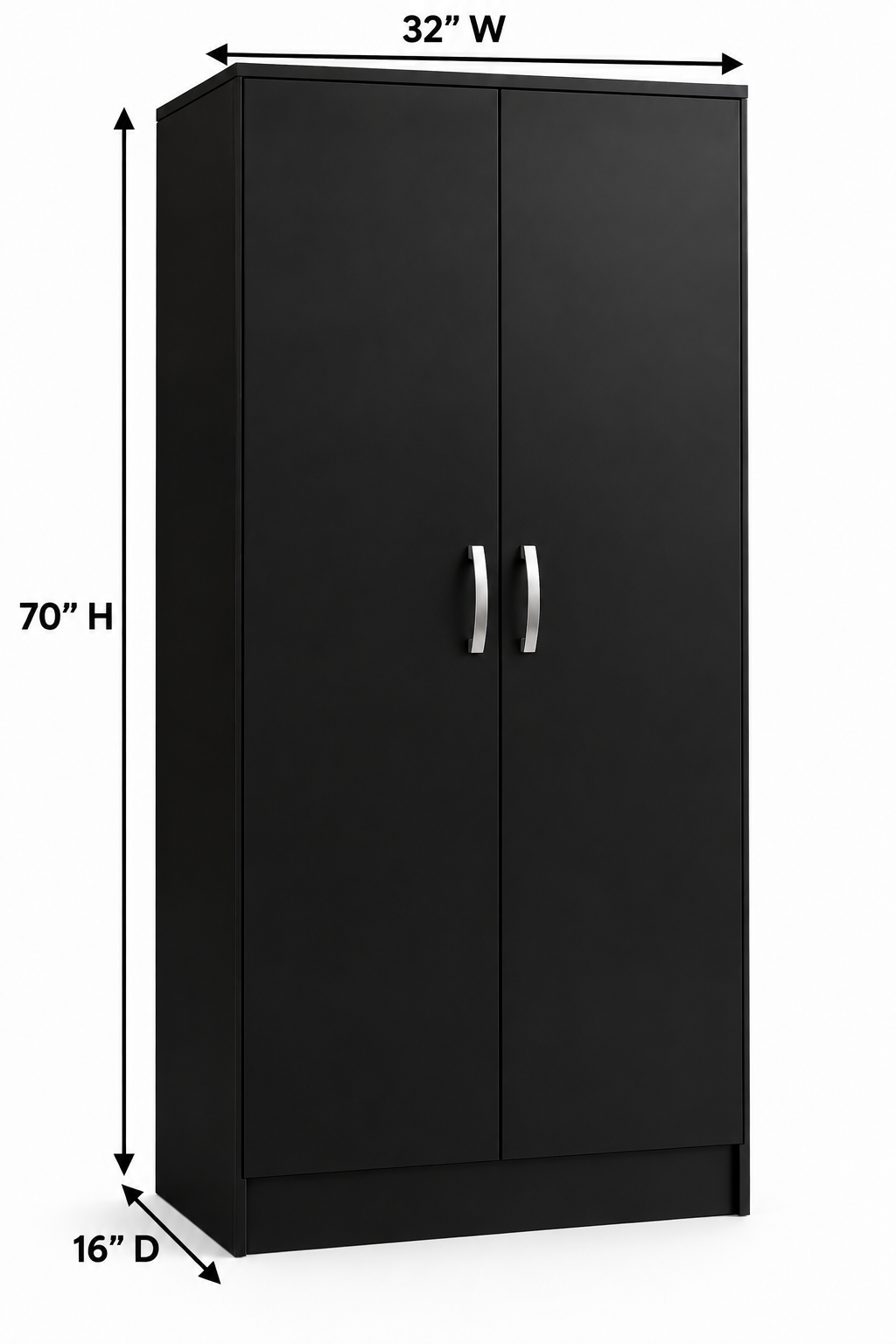 Picture of Timber Furniture Modern Melamine Board 2 Door Wardrobe 24 W × 12 D × 70 H Inches