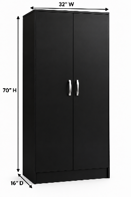Picture of Timber Furniture Modern Melamine Board 2 Door Wardrobe 24 W × 12 D × 70 H Inches