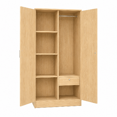 Picture of Timber Furniture Modern Melamine Board 2 Door Wardrobe 24 W × 12 D × 70 H Inches