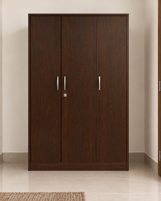 Picture of Timber Furniture Stylish 3 Door Laminated Board Wardrobe 42 W × 18 D × 70 H Inches