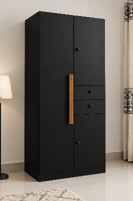 Picture of Timber Furniture 3 Door Melamine Board Wardrobe with 3 Drawers